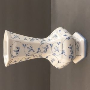 Porcelain Blue and White Flowered Vase Made In Thailand